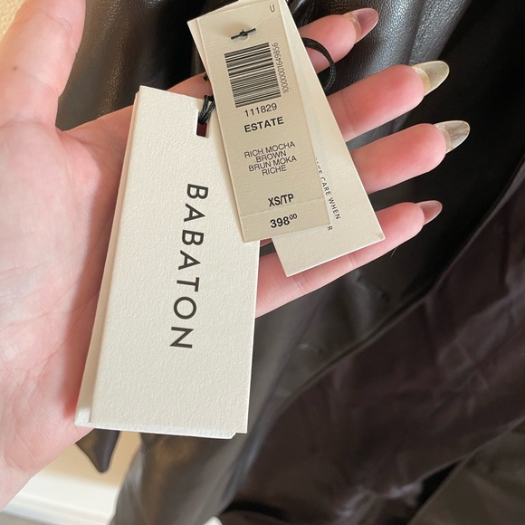 NWT Aritzia Babaton Estate Faux Leather Coat in Rich Mocha Brown Size XS - Picture 9 of 9